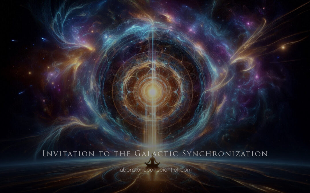 Bright galactic portal for Galactic Synchronization, with stars and cosmic energies.